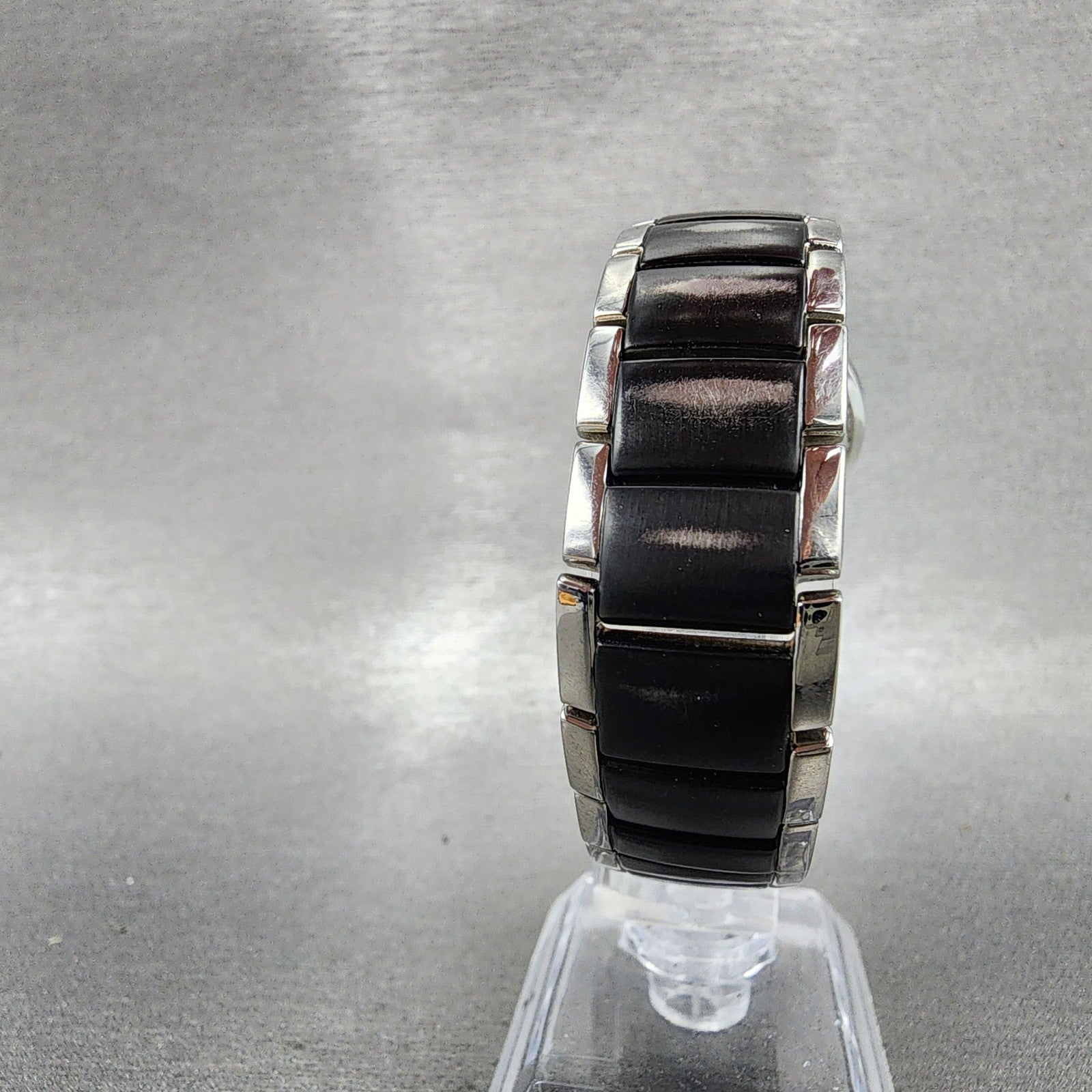 Bulova Diamond Watch Women 28mm MOP Dial Black Silver Tone Round 98P127 PARTS8