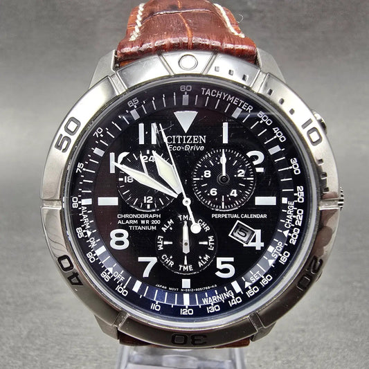 Citizen Eco-Drive Brycen Watch Men 42mm Blue Dial Titanium Chrono BL5250-02L0