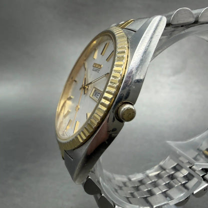 Seiko SQ President Watch Men 36mm Silver Dial Two Tone Daydate Round New Battery2