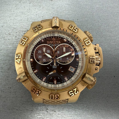 Invicta Sub Aqua Noma III Chrono Watch Men 50mm Brown Dial Rose Gold Date Newbat0