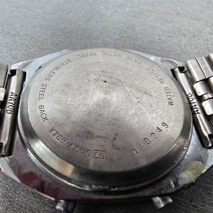 Seiko Alba Watch Men 34mm Silver Digital Alarm Chronograph Y789-5500 PARTS VTG10