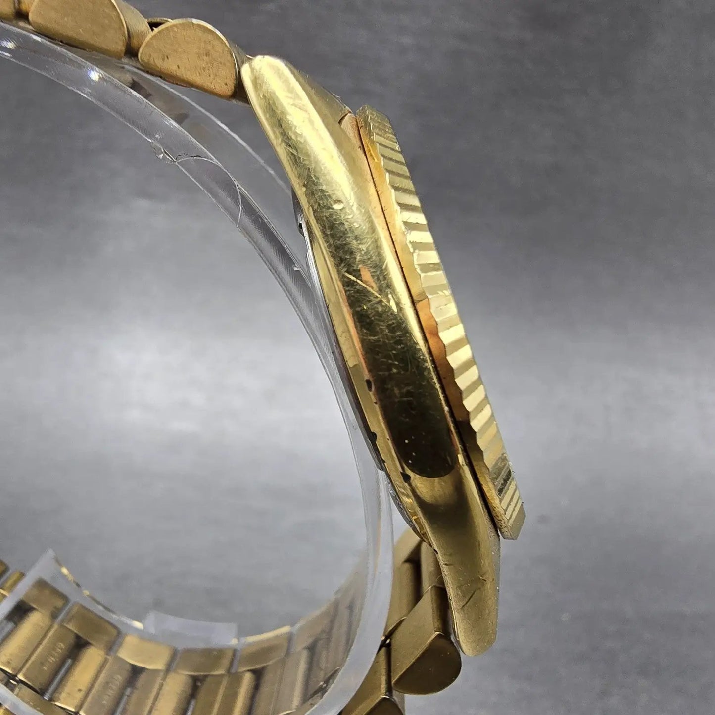 Seiko President Watch Men 35mm Gold Dial Gold Tone Daydate 5Y23-8A69 New Batt HH3
