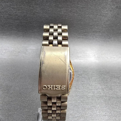 Seiko President Watch Men 35mm Black Dial Gold Tone Daydate 7N43-8119 New Batt7