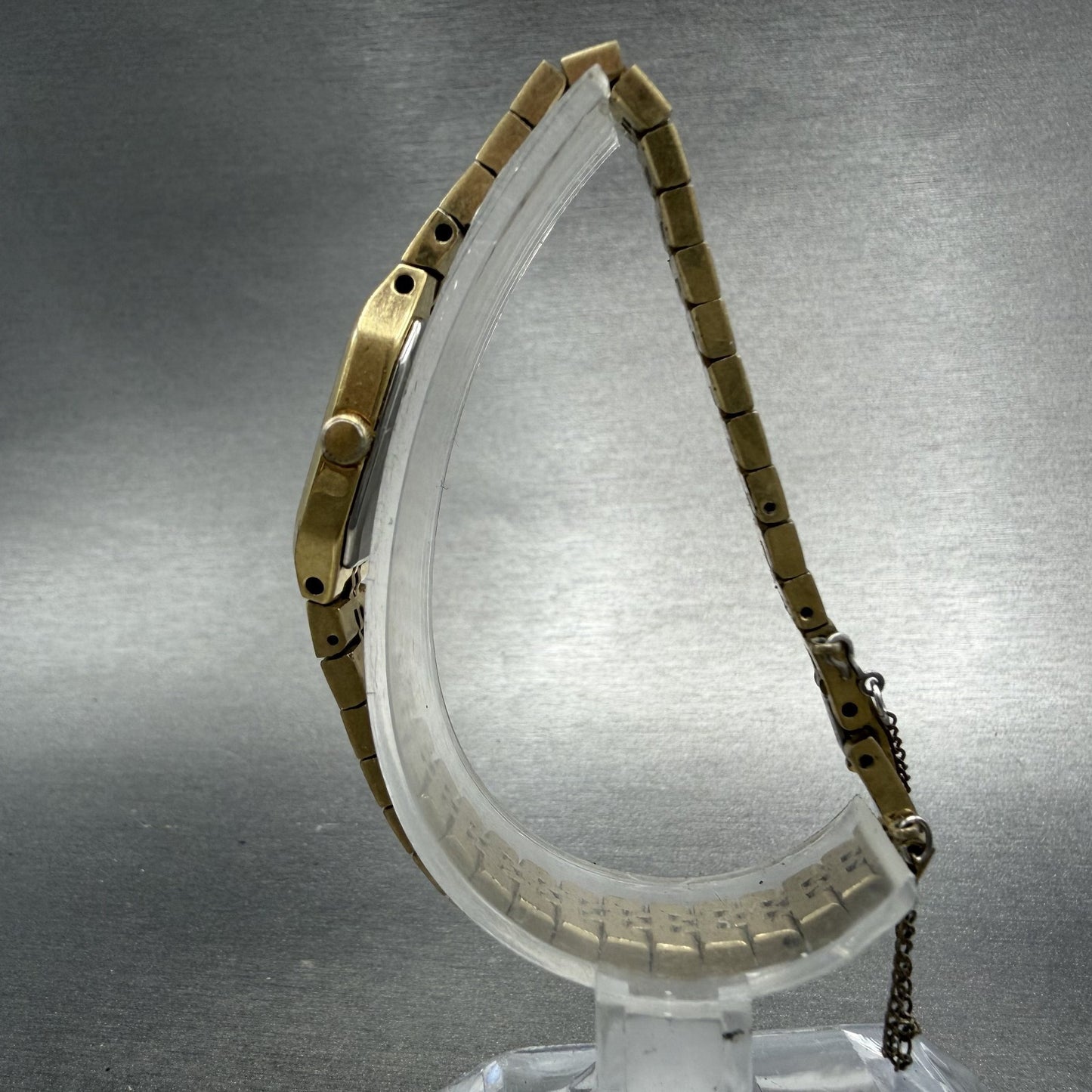 Seiko Tank Watch Women 16mm Champagne Dial Gold Tone 2C20-5200 New Battery6