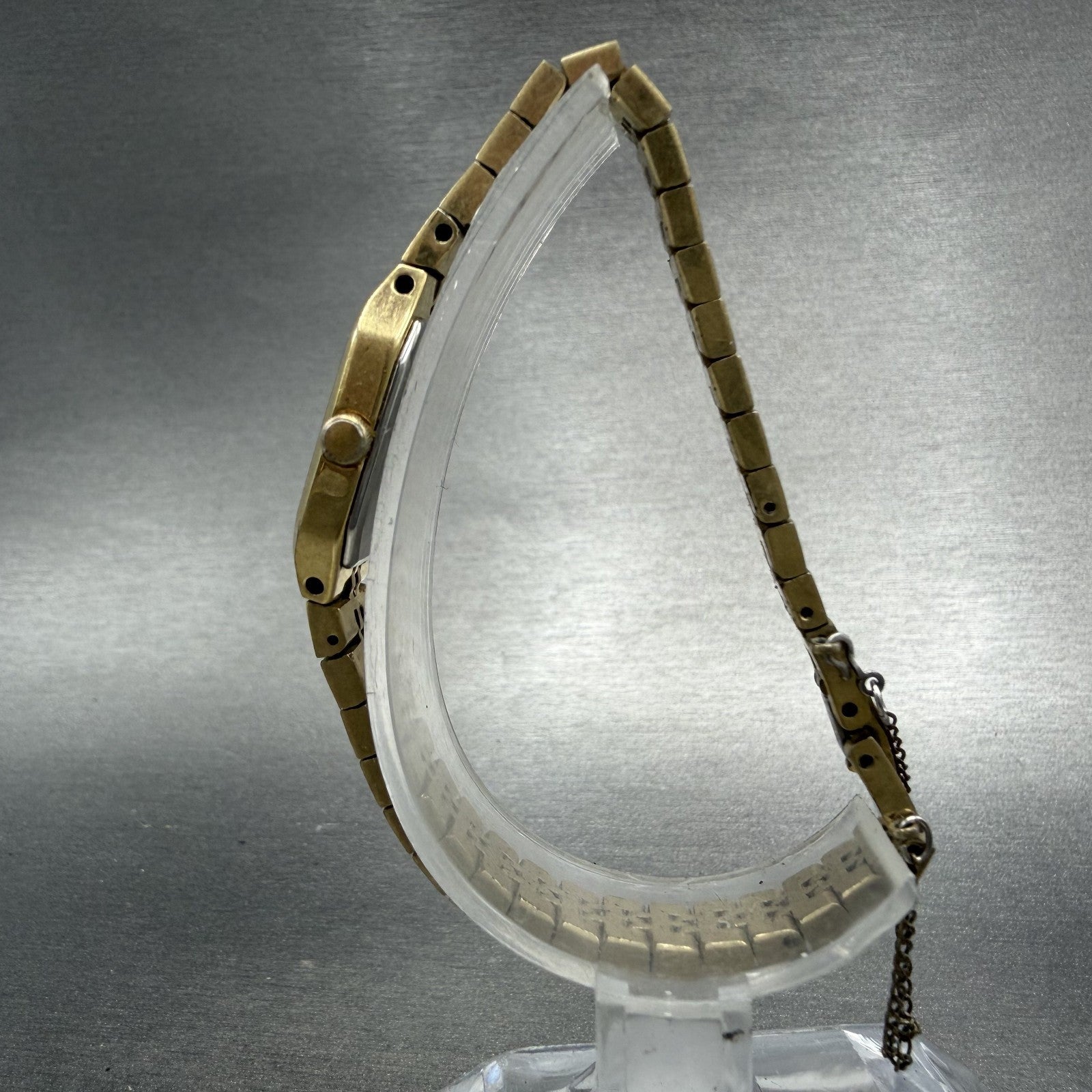 Seiko Tank Watch Women 16mm Champagne Dial Gold Tone 2C20-5200 New Battery6