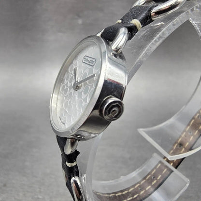 Coach Watch Women 22mm Silver Dial Steel Round Bangle Leather New Battery2