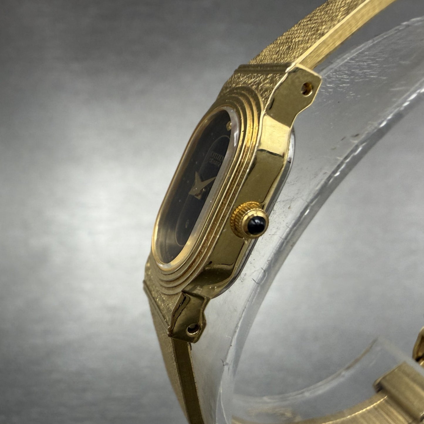 Citizen CQ Watch Women 14mm Black Dial Gold Tone Oval 2250-224884 New Battery2