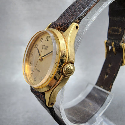 Citizen Seven Watch Women 22mm Gold Dial Gold Tone Round 2030041682 New Battery2
