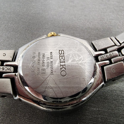 Seiko Watch Women 26mm Silver Dial Two Tone Date Round 7n820at0 New Battery9