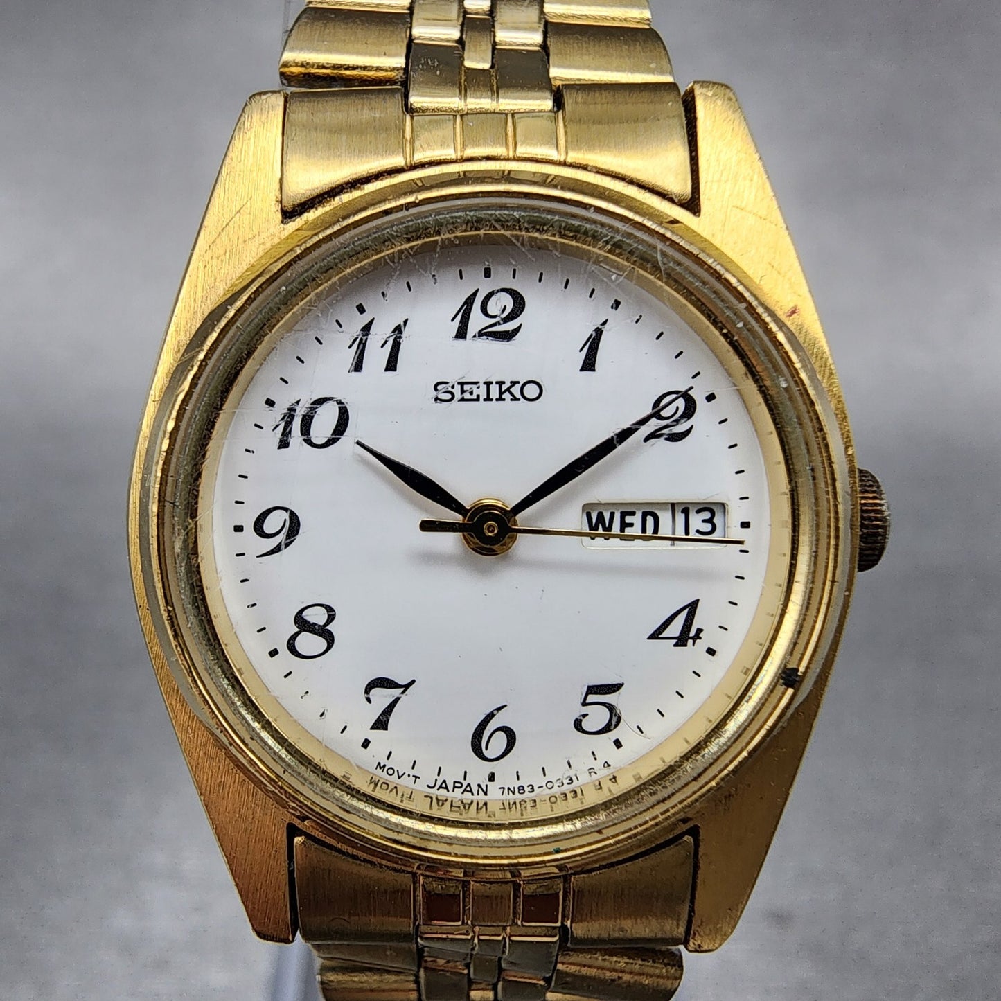 Seiko Watch Women 24mm White Dial Gold Tone Daydate Round 7N830011 New Battery1
