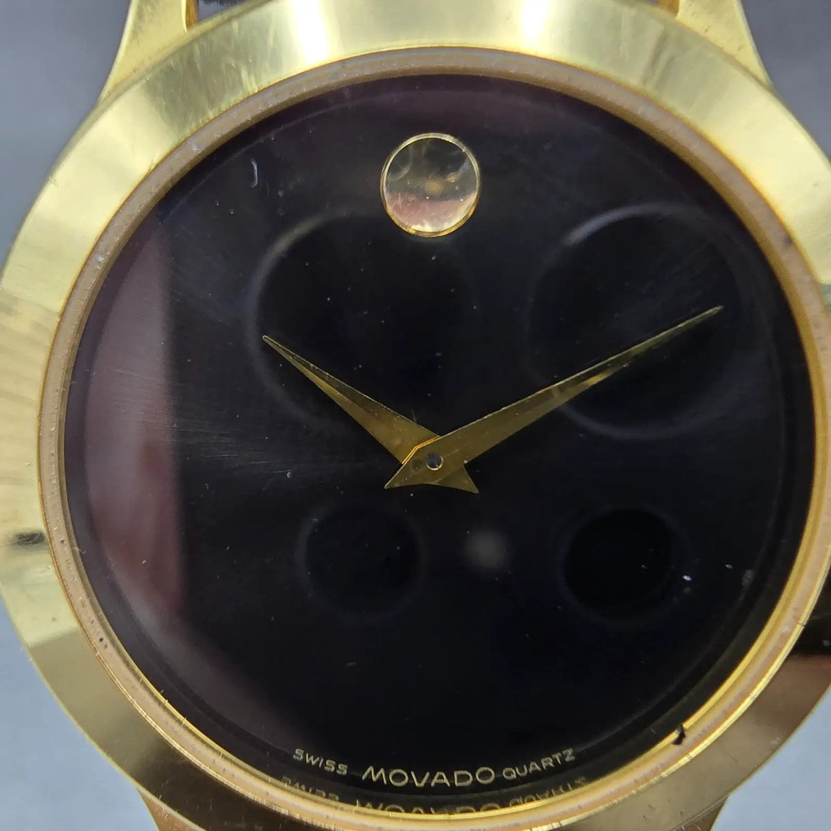 Movado Museum Watch Men 34mm Black Dial Gold Round 87-D1-844 New Battery Box2