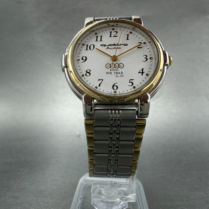 Audi Quattro Watch Unisex 32mm White Dial Two Tone Round New Battery Vintage5