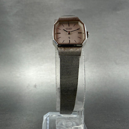 Citizen CQ Watch Women 18mm Silver Dial Silver Tone Octagon 4-102169 New Battery5