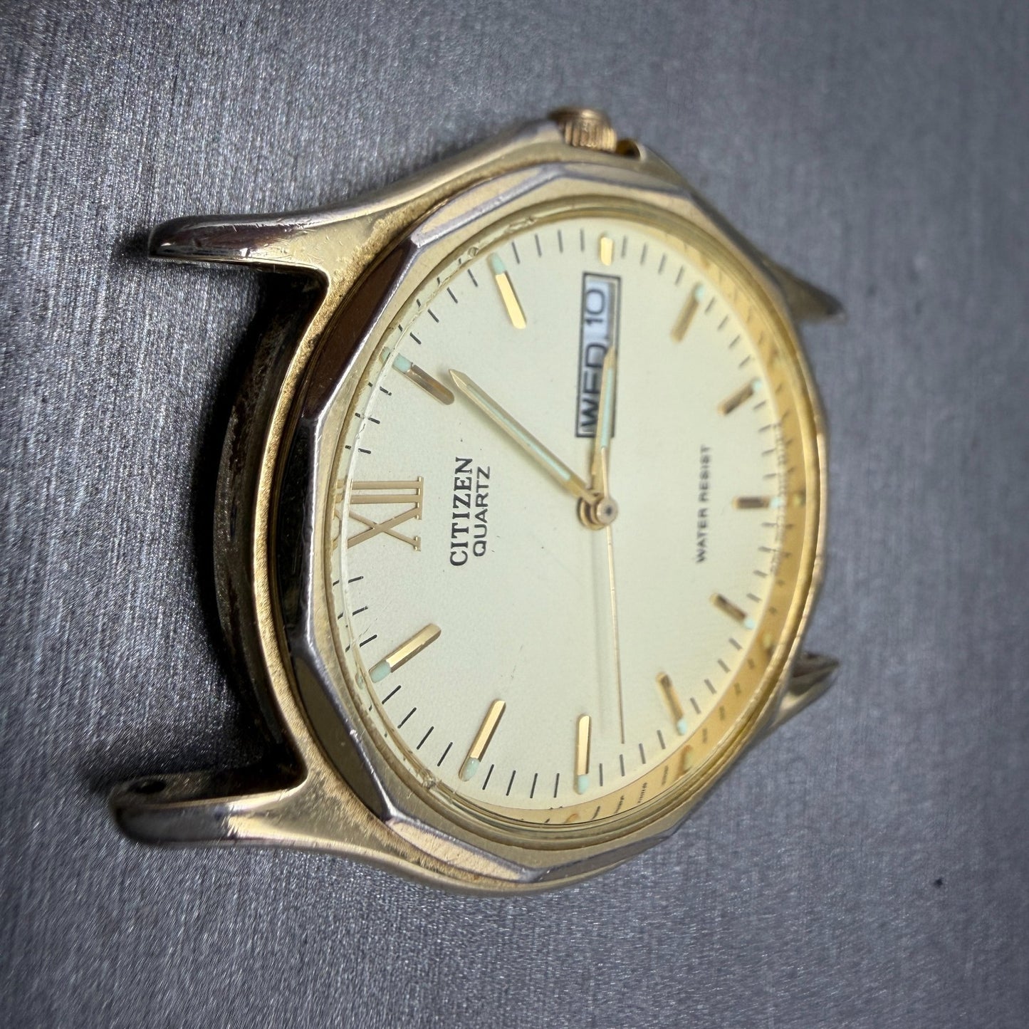 Citizen Watch Men 34mm Champagne Dial Gold Tone Daydate 5500-S24485 PARTS5