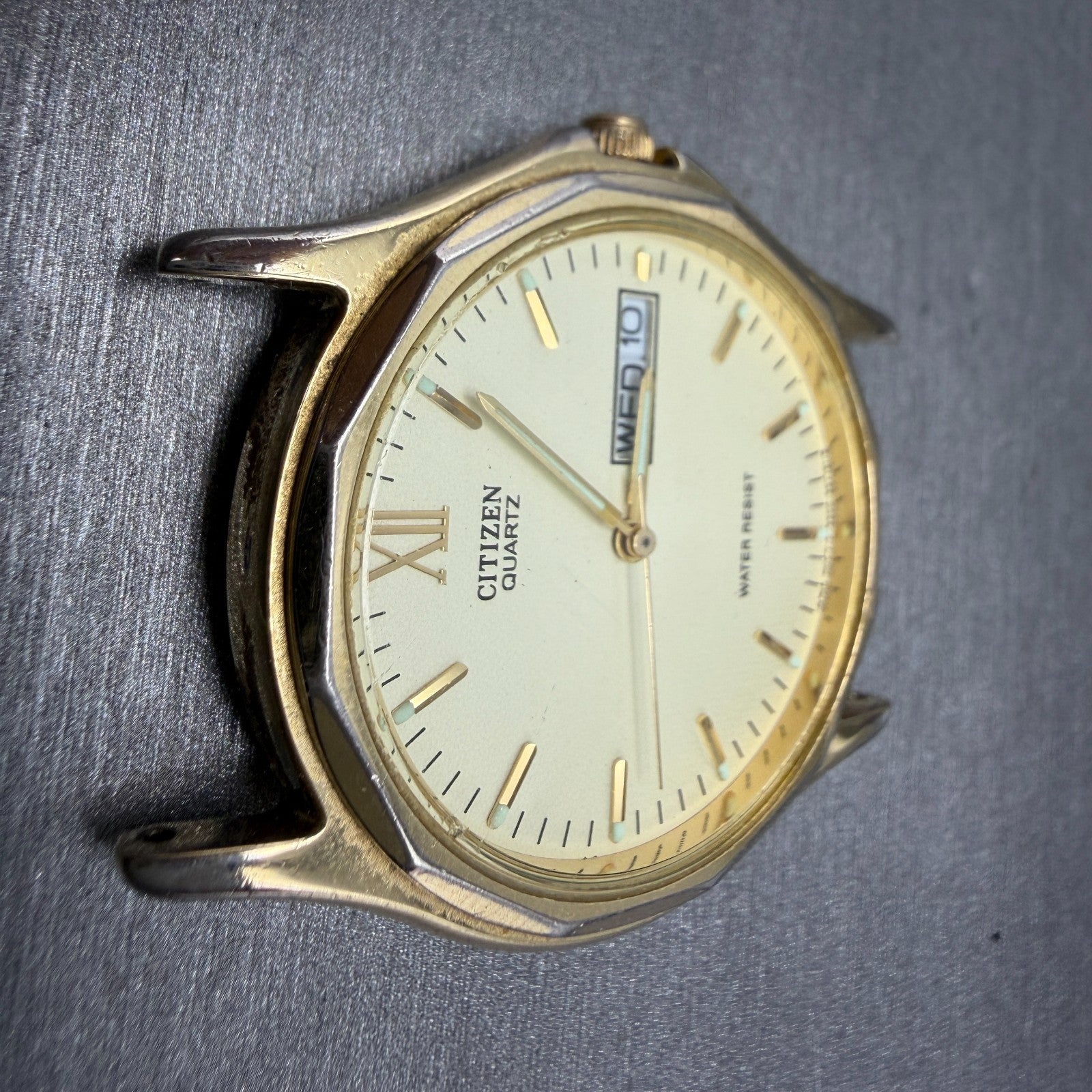 Citizen Watch Men 34mm Champagne Dial Gold Tone Daydate 5500-S24485 PARTS5