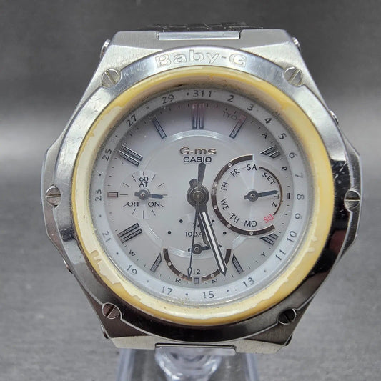 Casio Baby-G Watch Women 39mm White Dial Steel Daydate MSG-5000 Round Works0