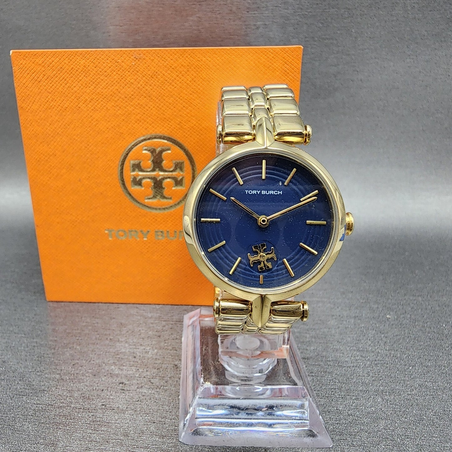 Tory Burch Kira Watch Women 30mm Blue Dial Gold Tone Round TBW2043 Quartz0