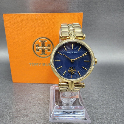 Tory Burch Kira Watch Women 30mm Blue Dial Gold Tone Round TBW2043 Quartz0
