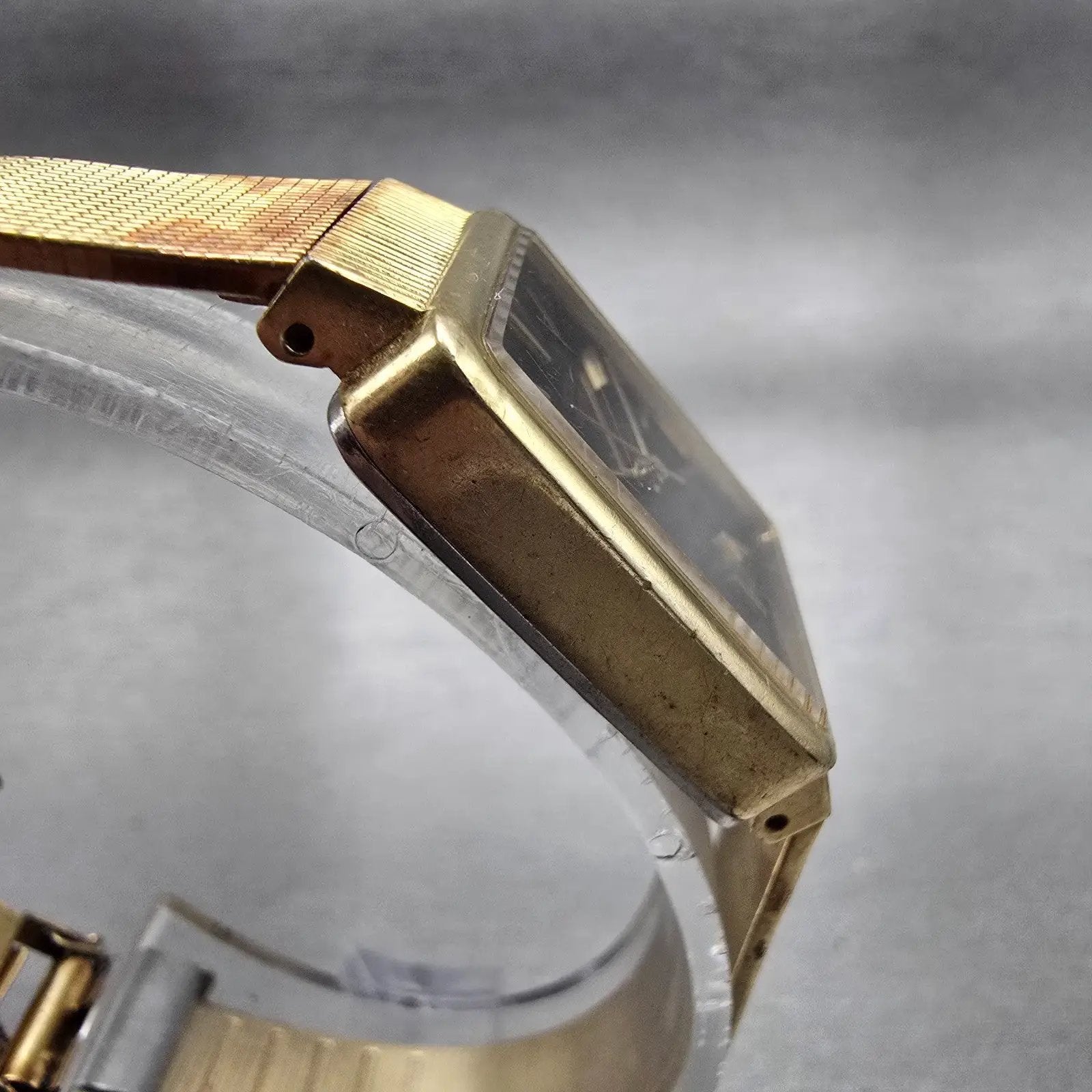 Seiko Tank Watch Women 20mm Brown Dial Gold Tone Rectangle 2621-5200 New Batt3