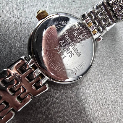 Bulova Watch Women 23mm MOP Dial Two Tone Round 98L150 New Battery10