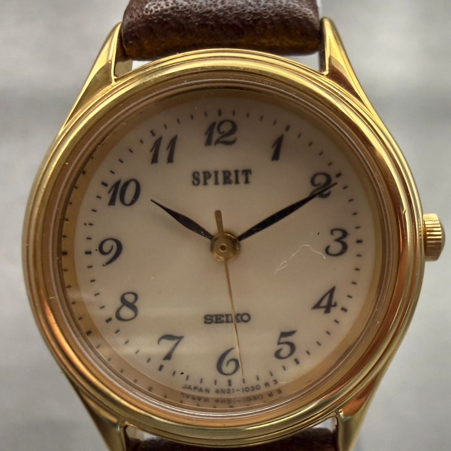 Seiko Spirit Watch Women 24mm Champagne Dial Gold Tone Round 4N21-0540 New Batt1