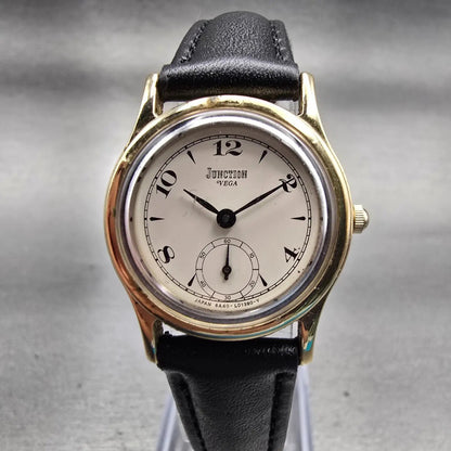 Vega Junction Watch Women 25mm White Dial Gold Tone Round 8A40-408829 New Batt0