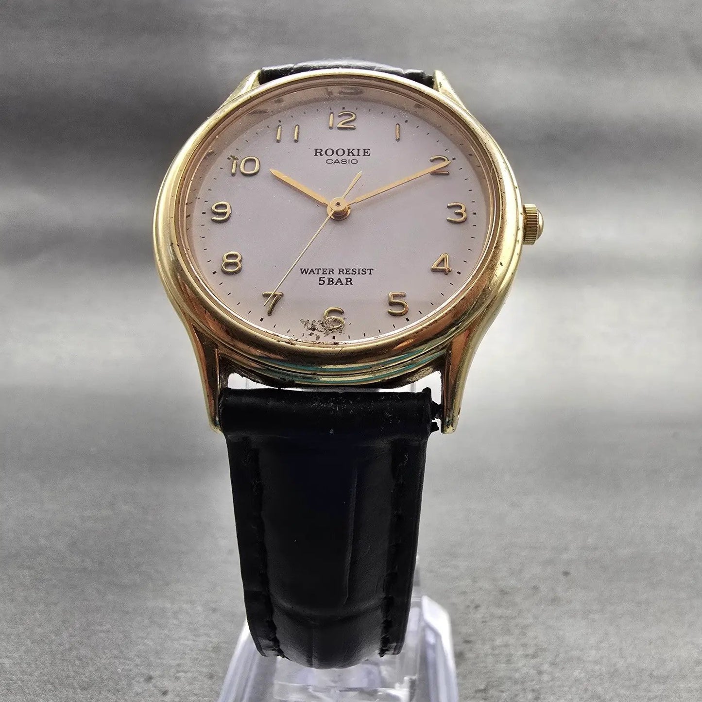 Casio Rookie Watch Men 32mm White Dial Gold Tone Round RKT-501 New Battery VTG5