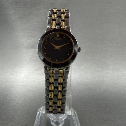 Citizen Elegance Watch Women 23mm Black Dial Two Tone Round 3220325311 New Batt5