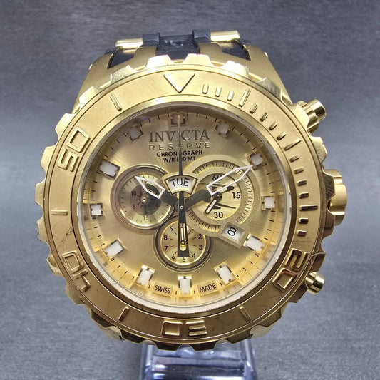 Invicta Reserve Chronograph Watch Men 52mm Champagne Dial Gold Tone 6905 New Bat0