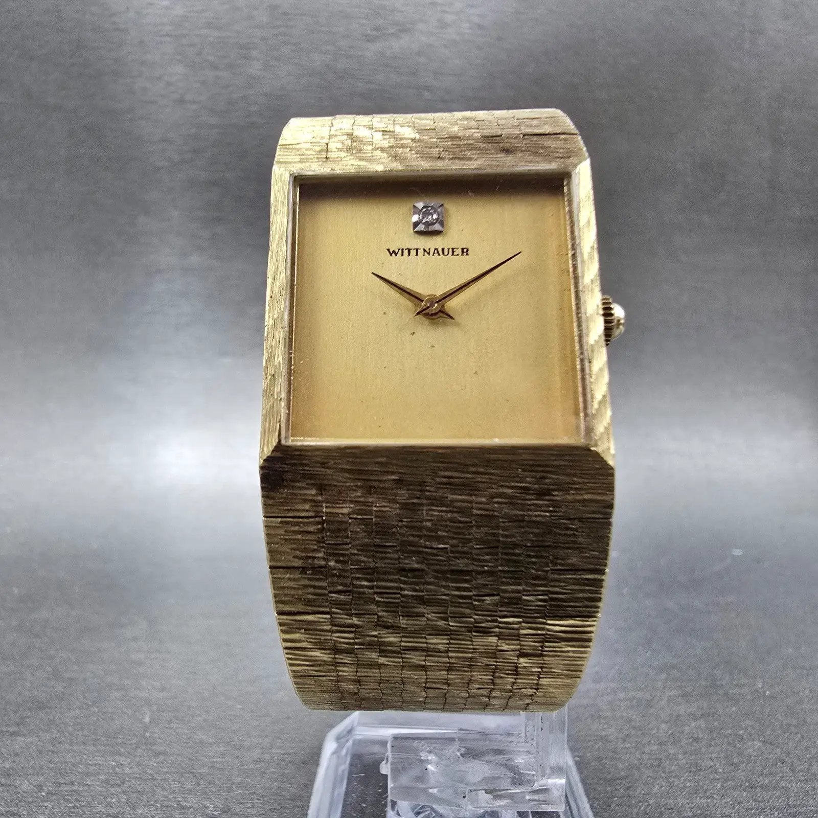 Wittnauer Tank Watch Men 25mm Gold Dial Gold Tone Rectangle VTG PARTS6