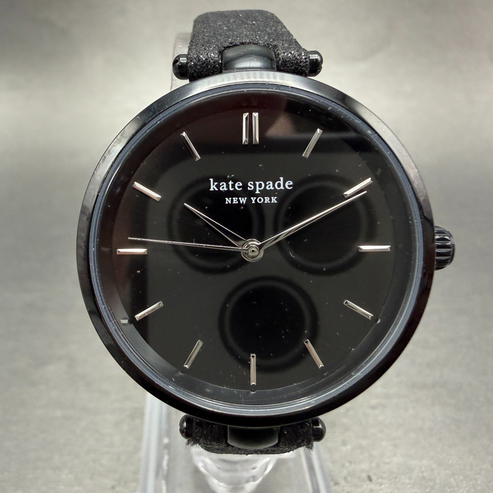Kate Spade Holland Watch Women 34mm Black Dial Black Tone Round New Battery0