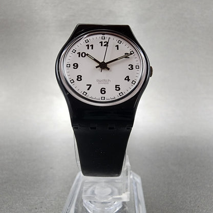 Swatch Sopran Watch Women 25mm White Dial Black Tone Round LB153 New Battery7