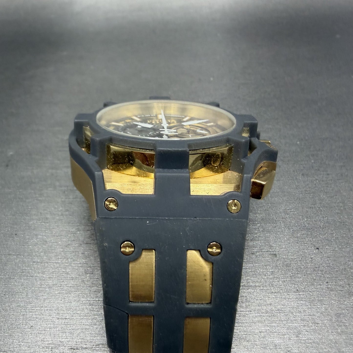 Invicta Reserve Akula II Chronograph Watch Men 51mm Gray Dial Gold Date 06372