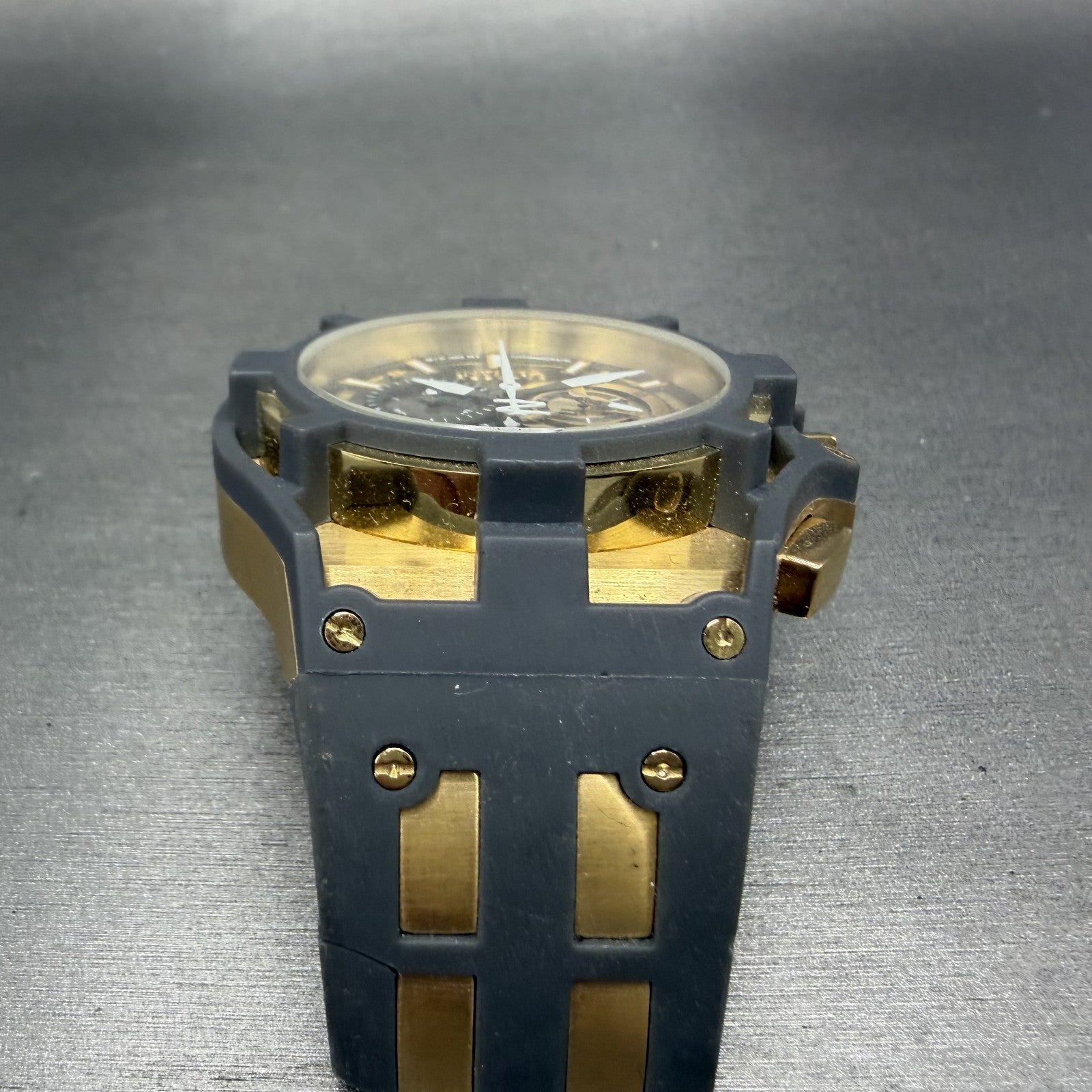 Invicta Reserve Akula II Chronograph Watch Men 51mm Gray Dial Gold Date 06372