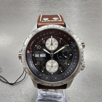 Hamilton Aviation X-Wind Chronograph Watch Men 44mm Black Dial Steel Date Runs