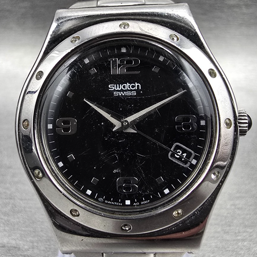 Swatch Her Tender Black Watch Women 33mm Black Dial Silver Tone YLS433G New Batt1
