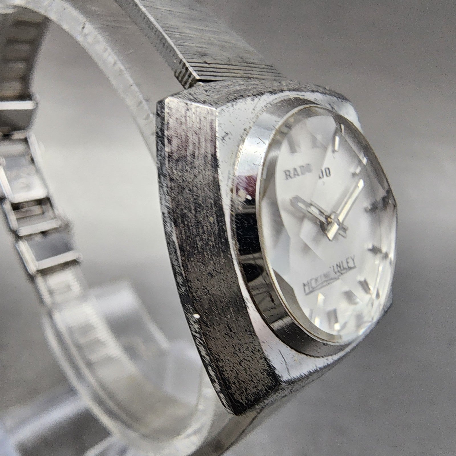 Rado Mckinley Watch Women 25mm White Dial Silver Tone Cushion manual Wind PARTS5