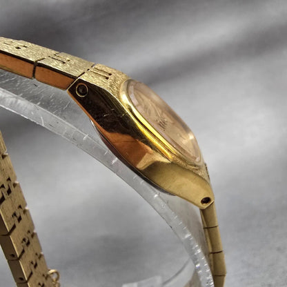 Seiko Watch Women 16mm Gold Dial Gold Tone Oval 7321-5399 New Battery Vintage3
