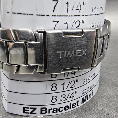 Timex Perpetual Calendar Watch Men 40mm Black Dial Silver Tone Daydate New Batt10