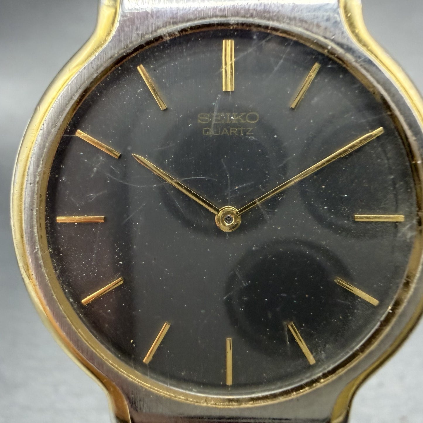 Seiko Watch Men 33mm Gray Dial Two Tone Round Vintage 5Y30-7019 New Battery1