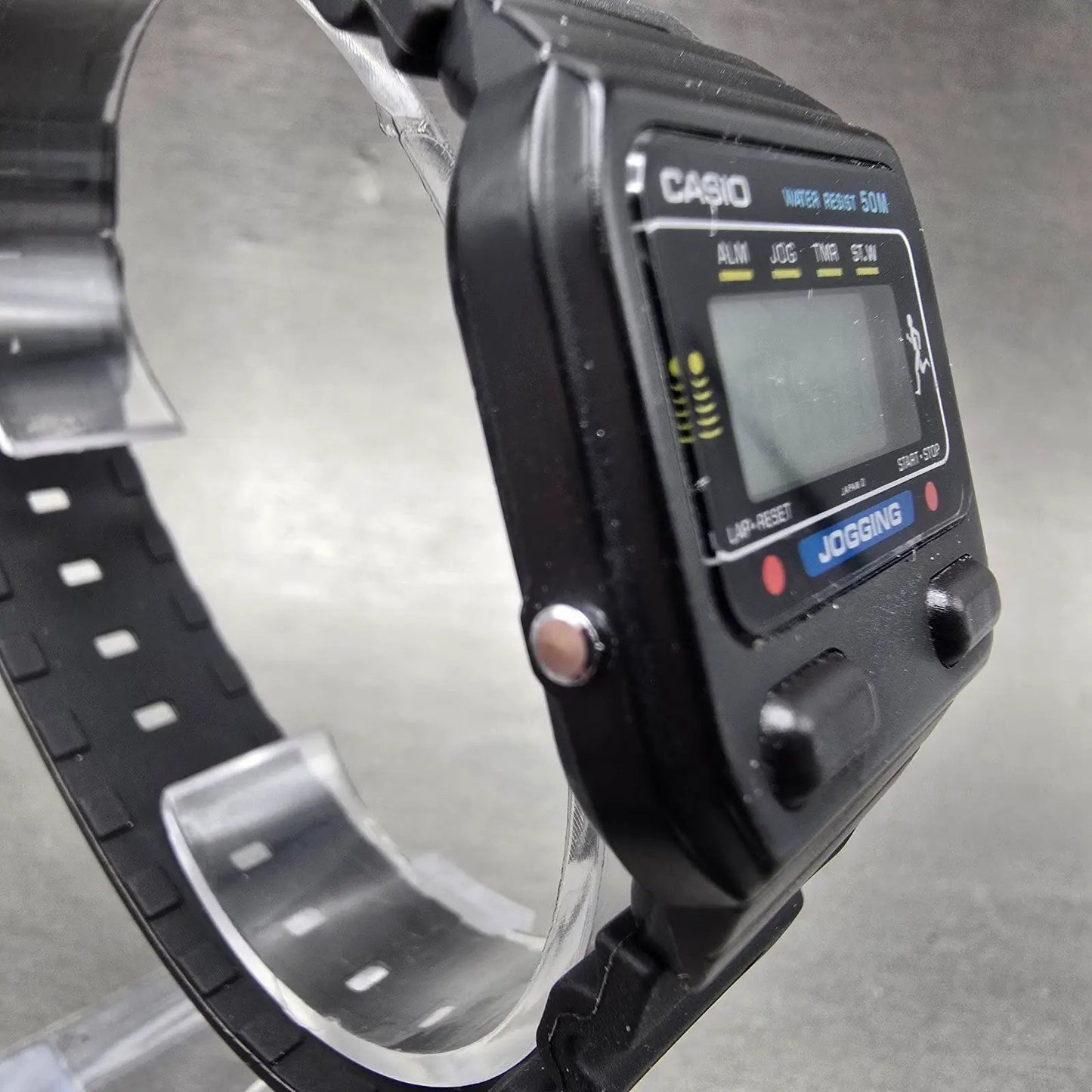 Casio J-31W Watch Men 31mm Black Alarm Chronograph Jogging New Battery VTG3