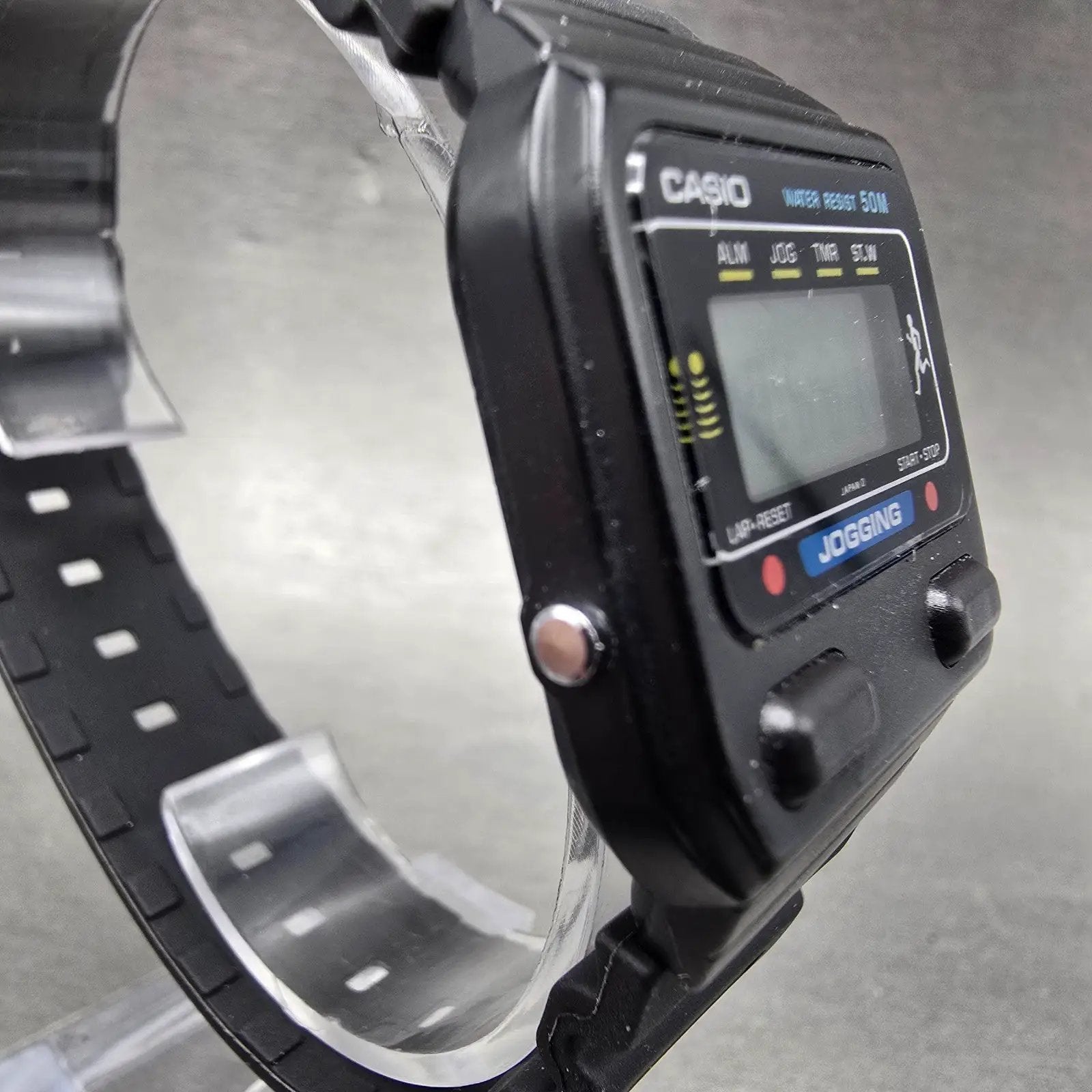 Casio J-31W Watch Men 31mm Black Alarm Chronograph Jogging New Battery VTG3