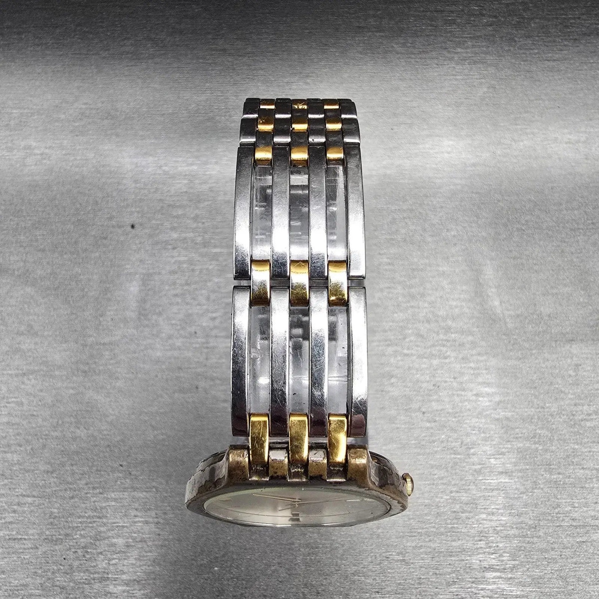 Seiko Pulsar Watch Men 35mm Silver Dial Two Tone Date Round V732-X090 New Batt4