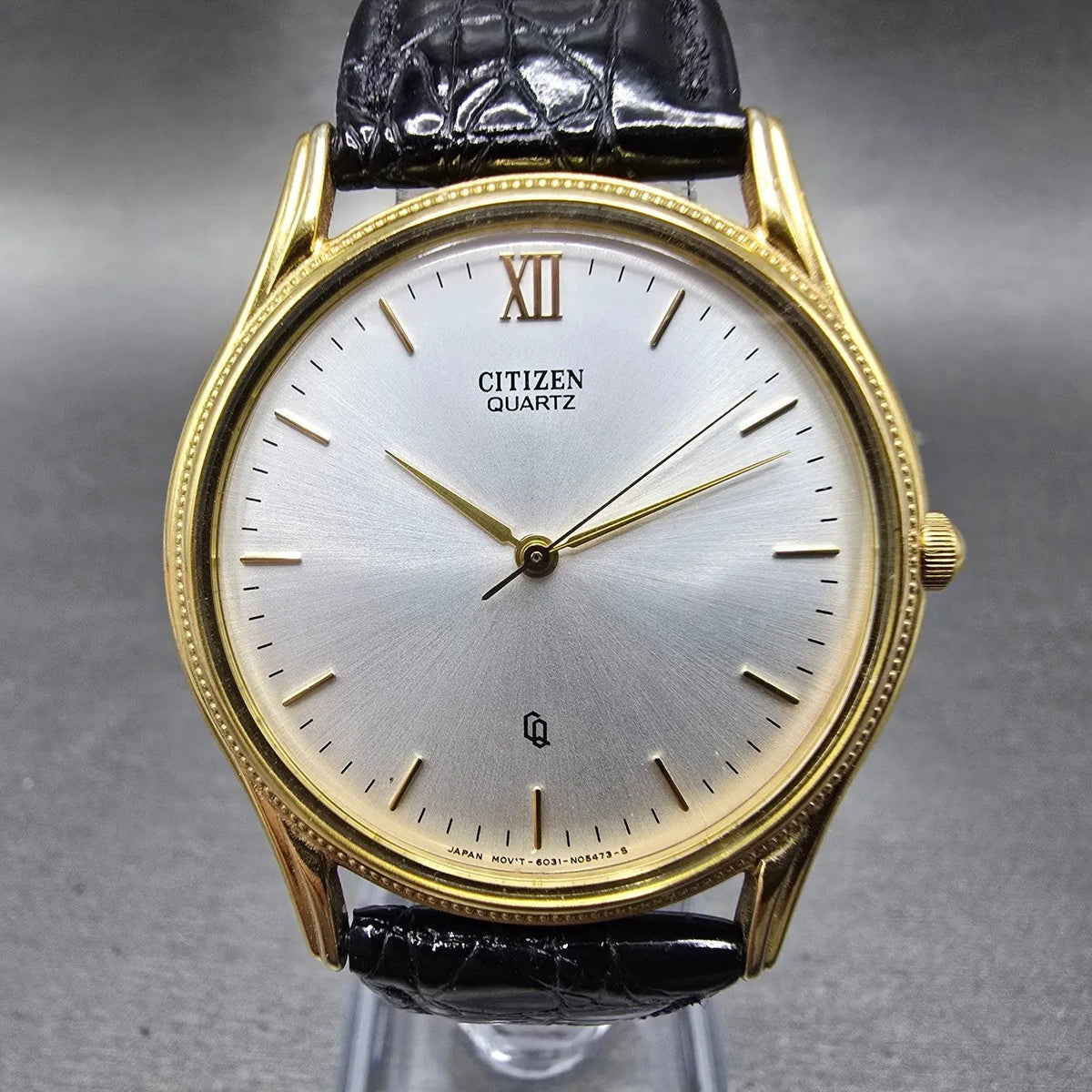 Citizen CQ Watch Men 34mm Silver Dial Gold Tone Round 6031-S32984 VTG PARTS0