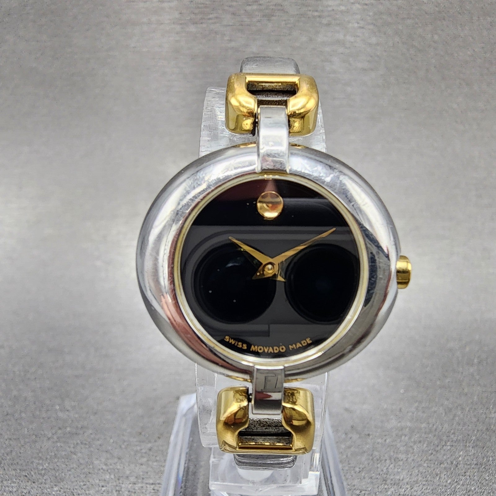 Movado Vivo Watch Women 28mm Black Dial Two Tone Round 81 A1 1701 New Battery0