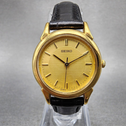 Seiko Watch Women 25mm Champagne Dial gold Tone Round V7011930 New Battery0