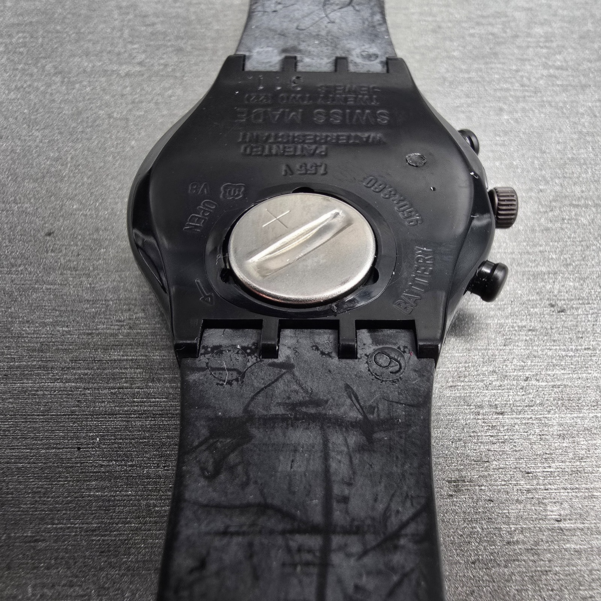 Swatch Chrono Moonshadow Watch Men 37mm Black Dial Black Tone SCB110 New Bat NOS12