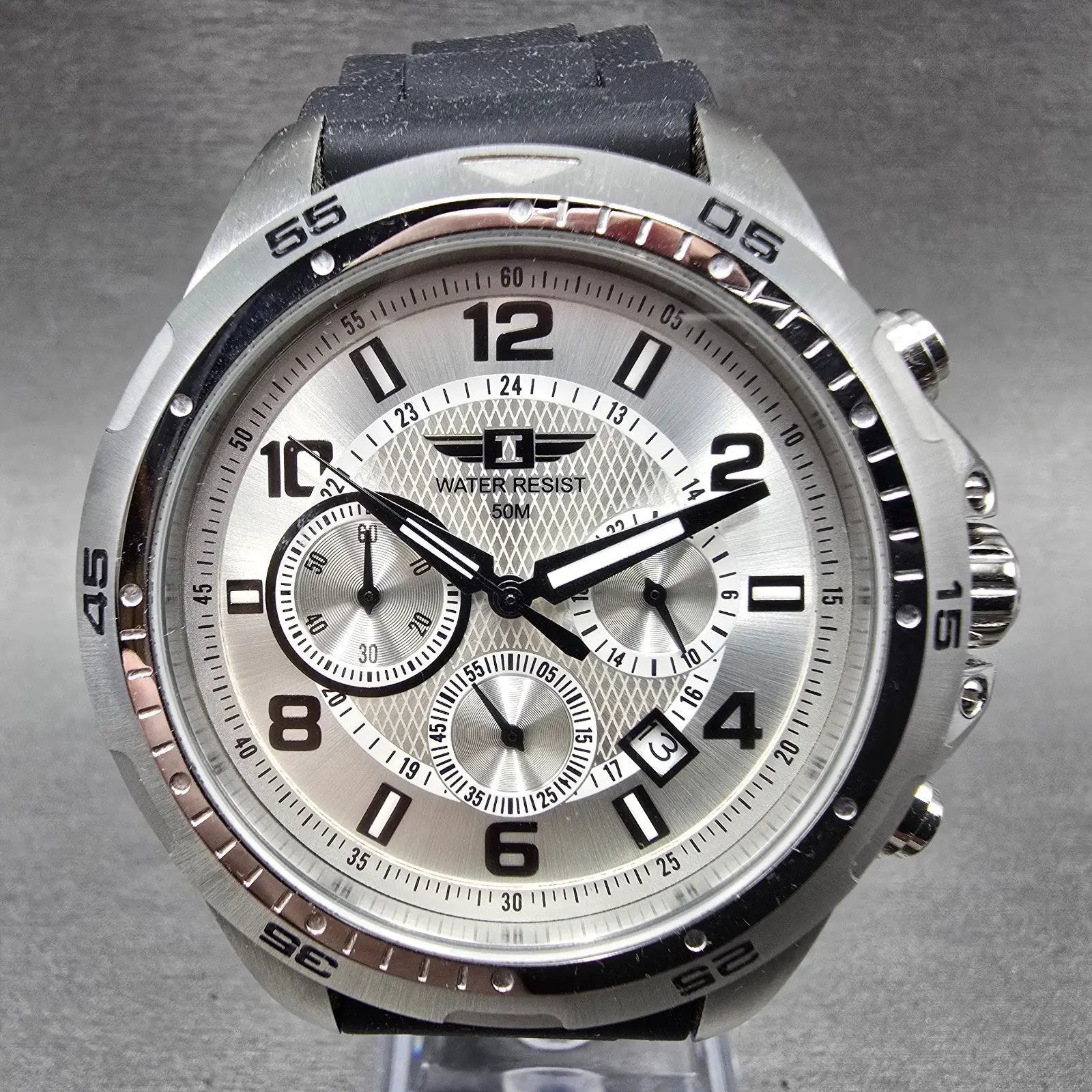Invicta I Chronograph Dive Watch Men 45mm Silver Dial Steel IBI10015-002 New Bat1