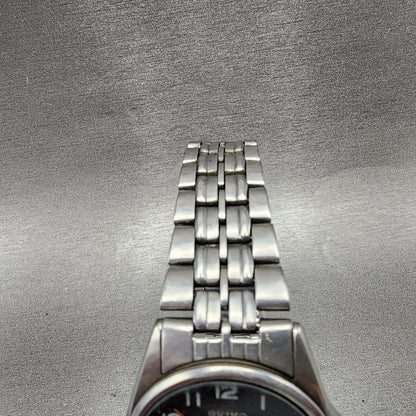 Seiko Watch Men 35mm Black Dial Silver Tone Daydate Round 7n438329 New Battery4