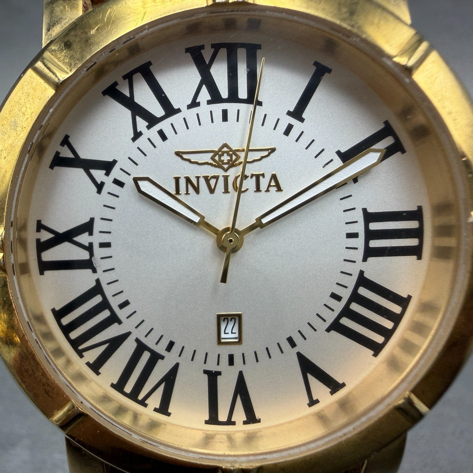 Invicta Specialty Watch Men 42mm Silver Dial Gold Tone Date 13971 New Battery1